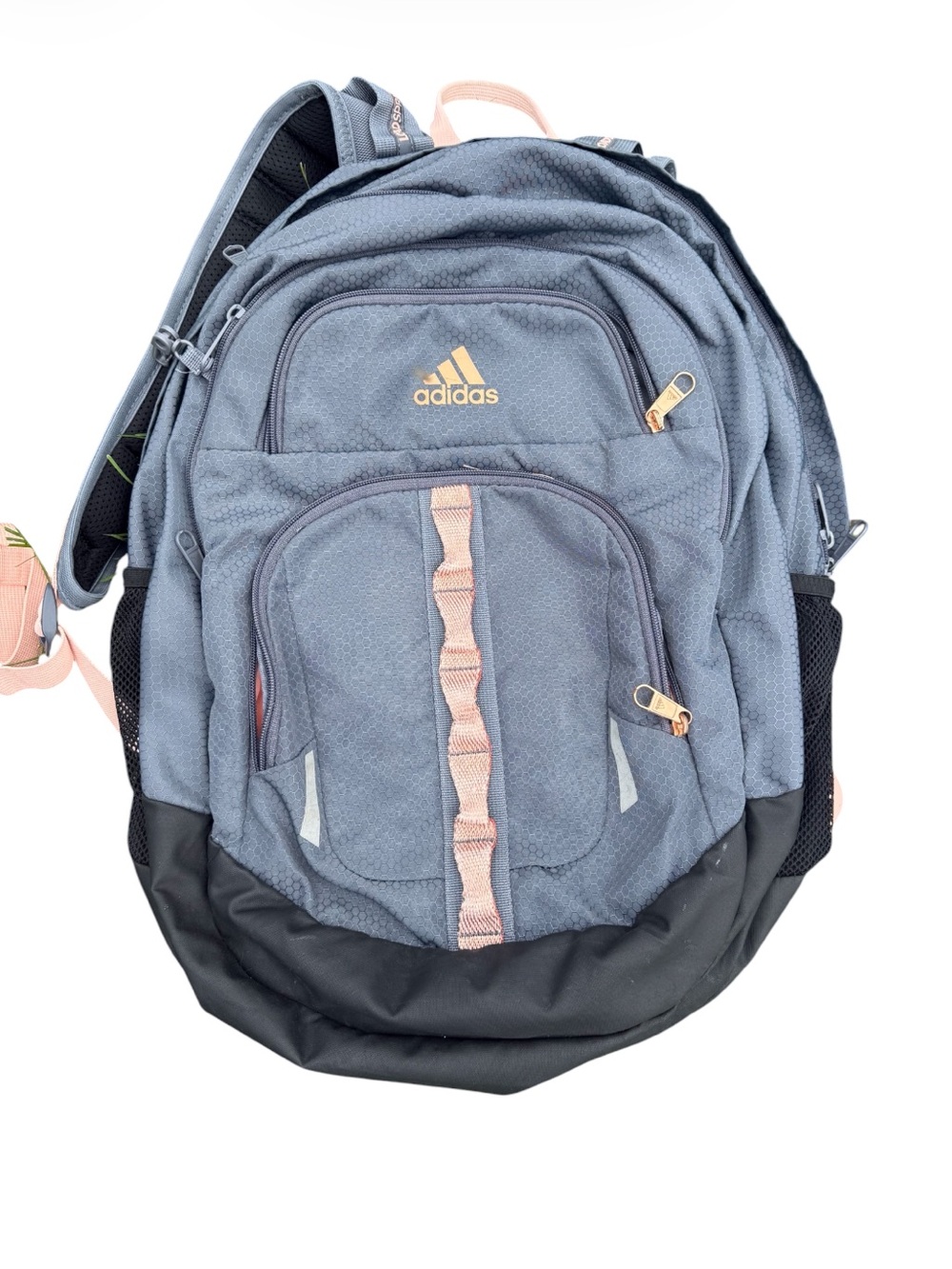 adidas Gray Backpack with Black Base and Pink Trim